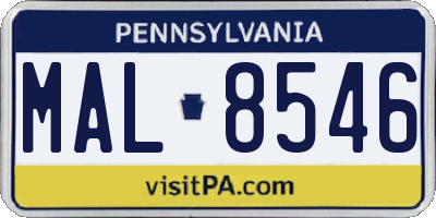 PA license plate MAL8546