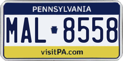 PA license plate MAL8558