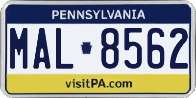 PA license plate MAL8562