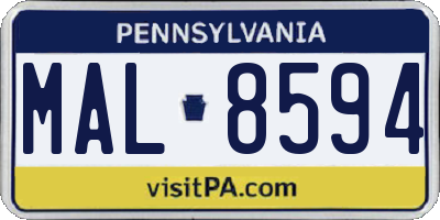 PA license plate MAL8594