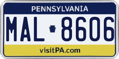 PA license plate MAL8606
