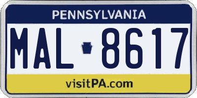 PA license plate MAL8617