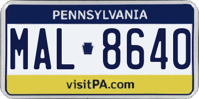 PA license plate MAL8640