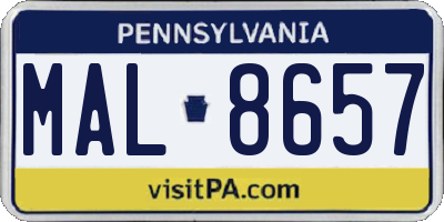 PA license plate MAL8657