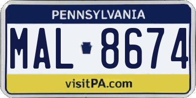 PA license plate MAL8674