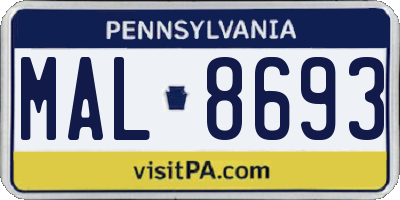 PA license plate MAL8693