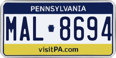 PA license plate MAL8694