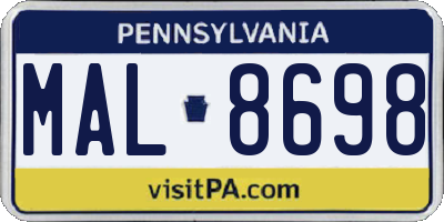 PA license plate MAL8698