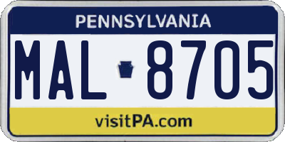 PA license plate MAL8705