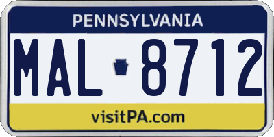 PA license plate MAL8712