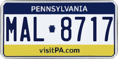 PA license plate MAL8717