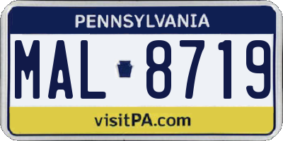 PA license plate MAL8719