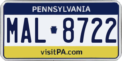 PA license plate MAL8722