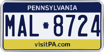 PA license plate MAL8724