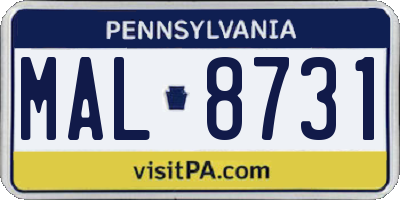 PA license plate MAL8731