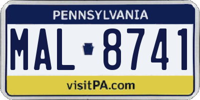 PA license plate MAL8741