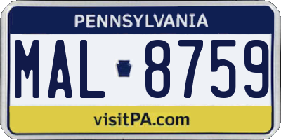 PA license plate MAL8759