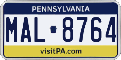 PA license plate MAL8764