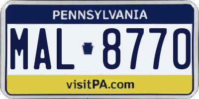 PA license plate MAL8770