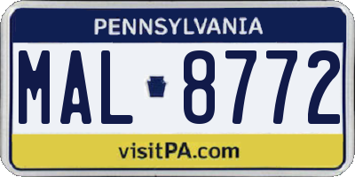 PA license plate MAL8772