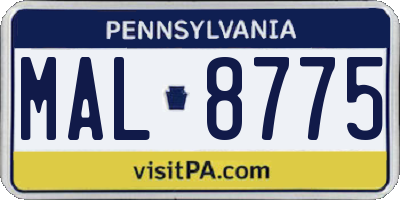 PA license plate MAL8775
