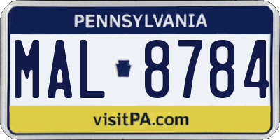 PA license plate MAL8784