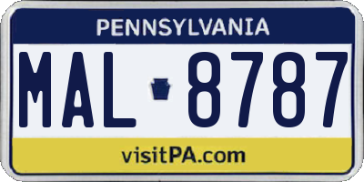 PA license plate MAL8787