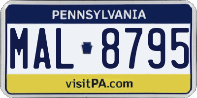 PA license plate MAL8795