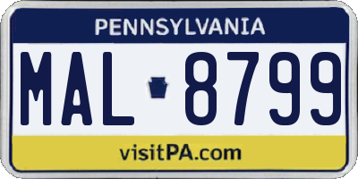 PA license plate MAL8799