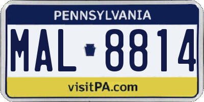 PA license plate MAL8814