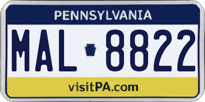 PA license plate MAL8822