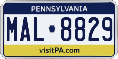 PA license plate MAL8829