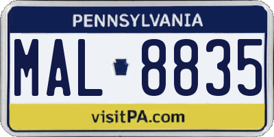 PA license plate MAL8835