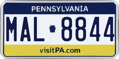 PA license plate MAL8844