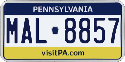 PA license plate MAL8857