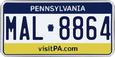 PA license plate MAL8864