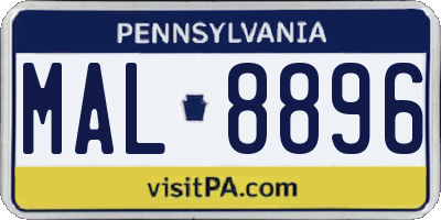 PA license plate MAL8896