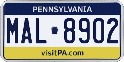 PA license plate MAL8902