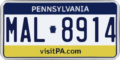 PA license plate MAL8914