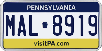 PA license plate MAL8919