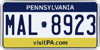 PA license plate MAL8923