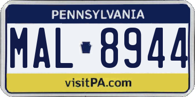 PA license plate MAL8944