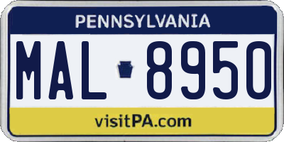 PA license plate MAL8950