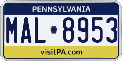 PA license plate MAL8953