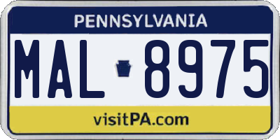 PA license plate MAL8975