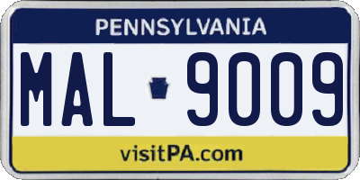 PA license plate MAL9009