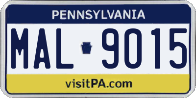 PA license plate MAL9015