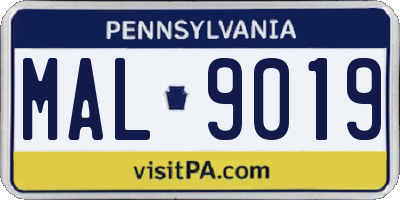 PA license plate MAL9019