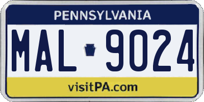 PA license plate MAL9024