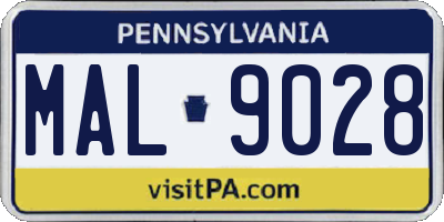 PA license plate MAL9028